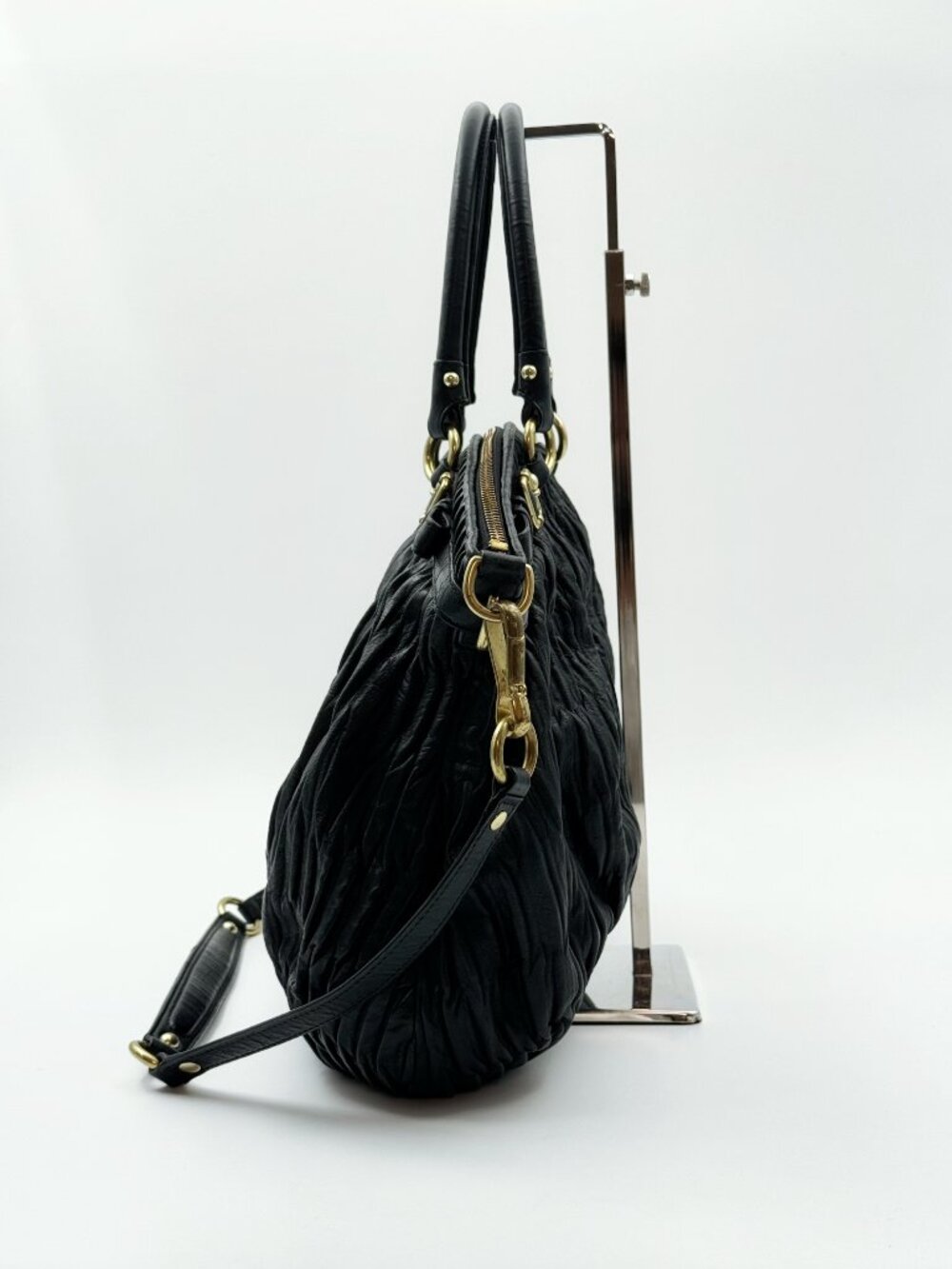 Coach Madison Gathered Leather Sophia Satchel Black Shoulder Crossbody Bag - Picture 3 of 12